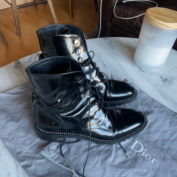 Christian Dior Crystal Embellished Patent Leather Combat boots - Picture 3 of 6